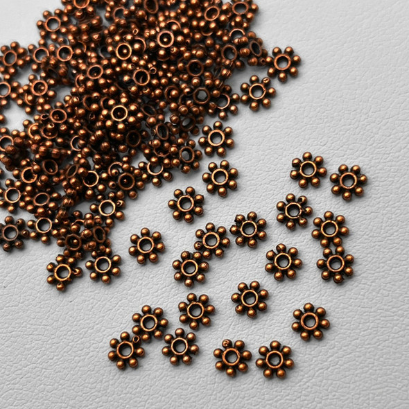 Daisy Spacer, 5x1mm, Antique Copper Plated Metal Alloy, approx. 250 PCS