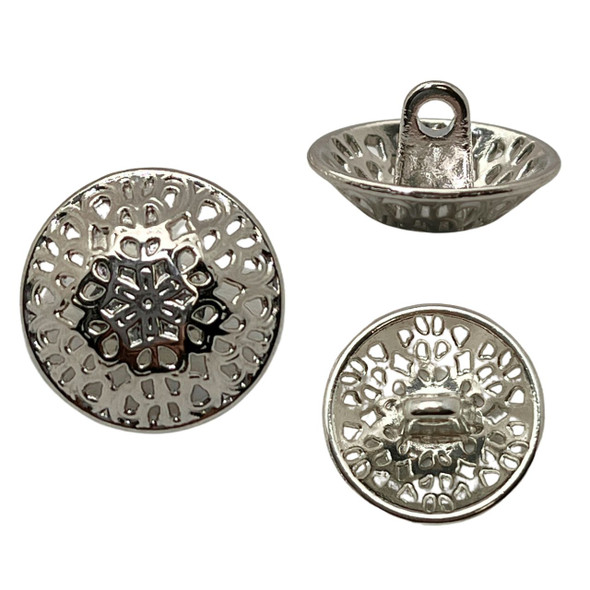 Shank Button, Mandala Design, 18x10mm, Antique Silver Plated Metal Alloy, 6 PCS