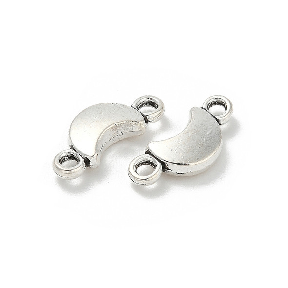 Moon Connector, 15x6.5x3mm, Antique Silver Plated Metal Alloy, 30 PCS