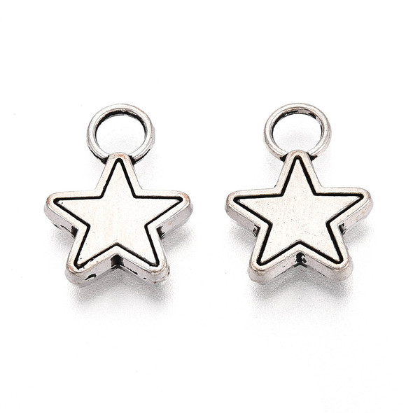 Star Charm, 18x13x3mm, Antique Silver Plated Metal Alloy, 14 PCS