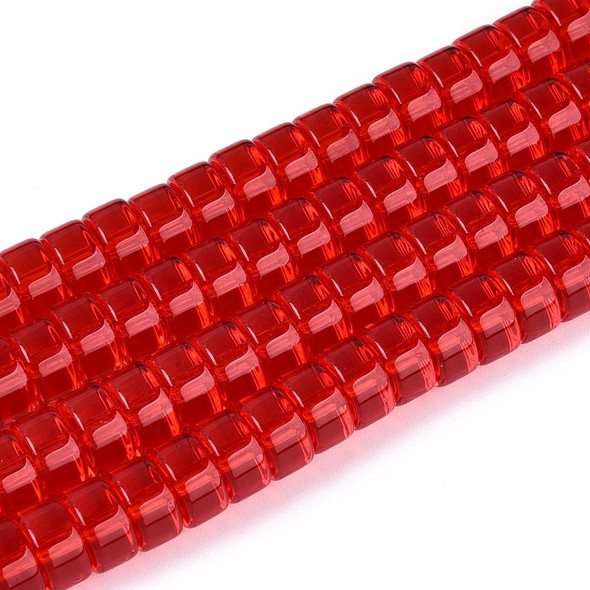 Glass Heishi, Transparent Red, One 3x6mm Strand, 14-15 inches
