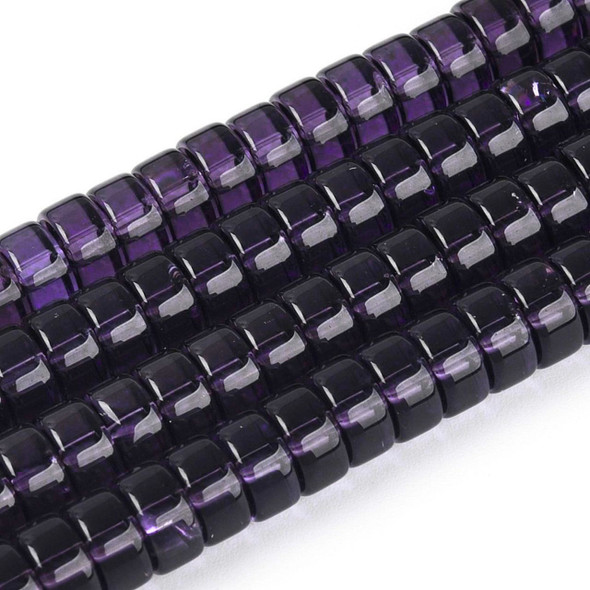 Glass Rondelle, Transparent Purple, One 3x6mm Strand, 14~15 inches