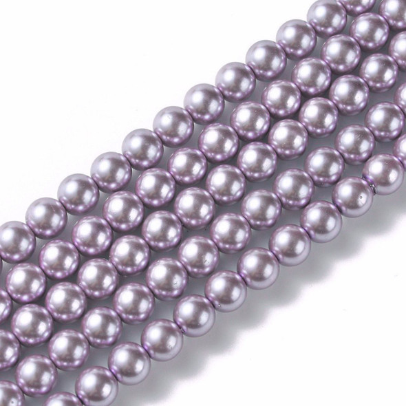Glass Pearls, Lavender, 8mm, One 15in Strand
