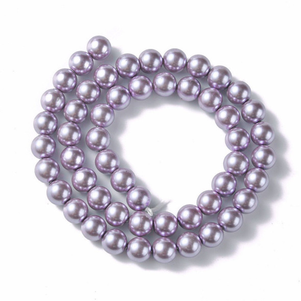 Glass Pearls, Lavender, 8mm, One 15in Strand