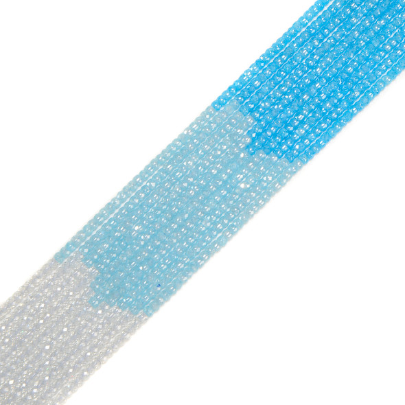 Cubic Zirconia, Blue Mix, Dyed, Lab-Created, Faceted Rondelle, One 2x3mm Strand