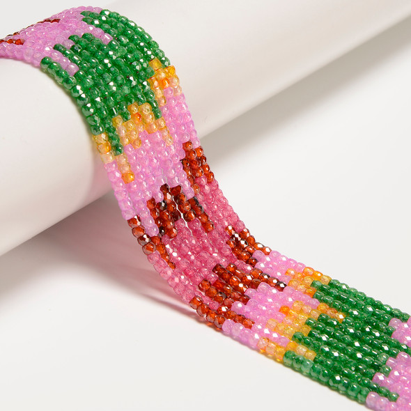 Cubic Zirconia, Multicolor, Dyed, Lab-Created, Faceted Rondelle, One 2x3mm Strand