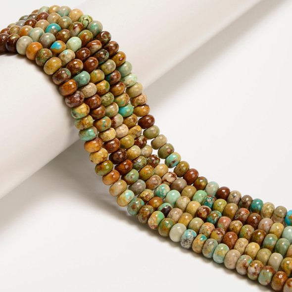 Turquoise, Stabilized, Smooth Rondelle, One 4x6mm Strand