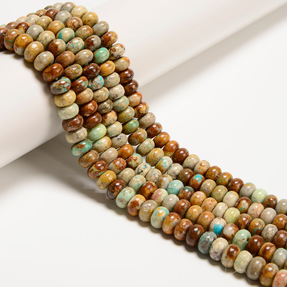 Turquoise, Stabilized, Smooth Rondelle, One 5x8mm Strand