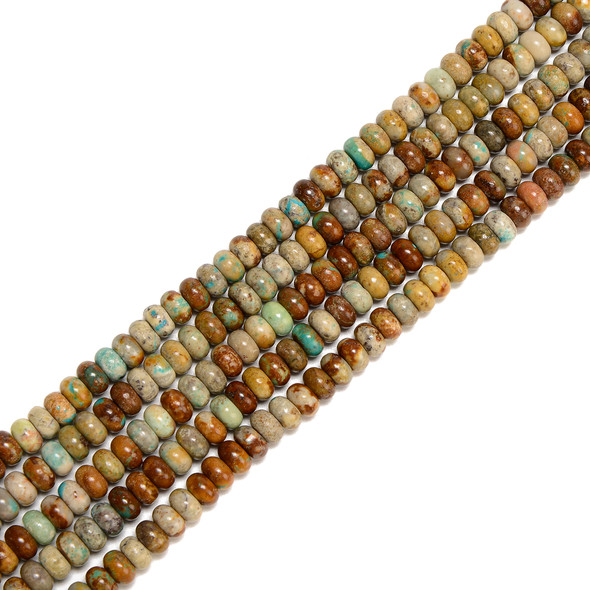 Turquoise, Stabilized, Smooth Rondelle, One 5x8mm Strand