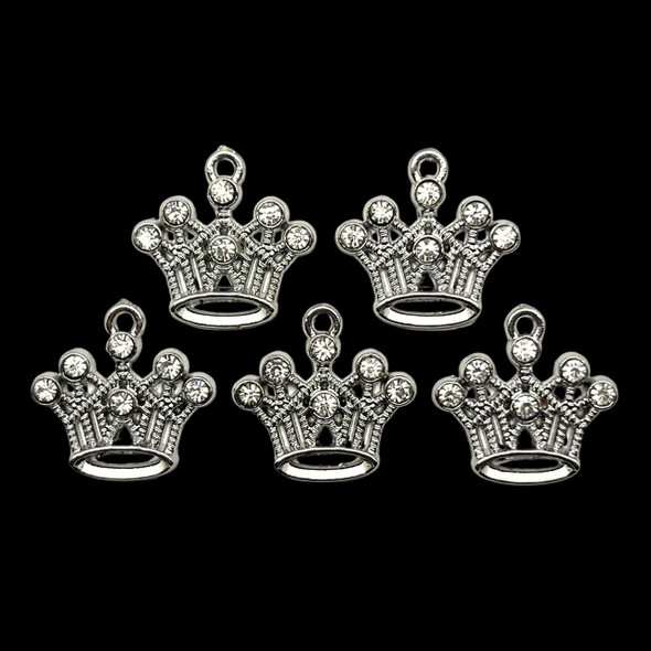 Bling Charm, Rhinestone, Tiara, 18mm, Metal Alloy, 5 PCS