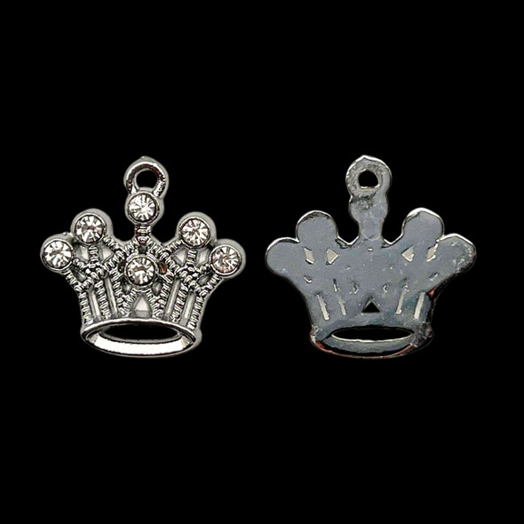 Bling Charm, Rhinestone, Tiara, 18mm, Metal Alloy, 5 PCS