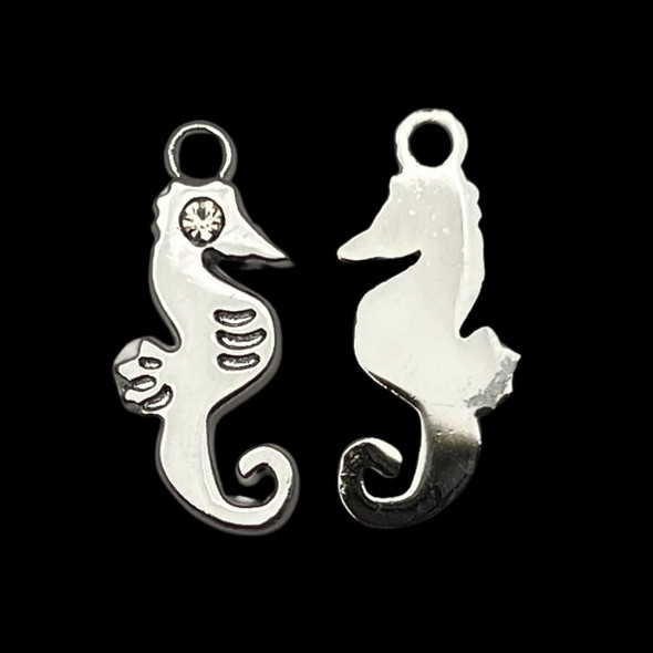 Bling Charm, Rhinestone, Seahorse, 23x10mm, Metal Alloy, 4 PCS