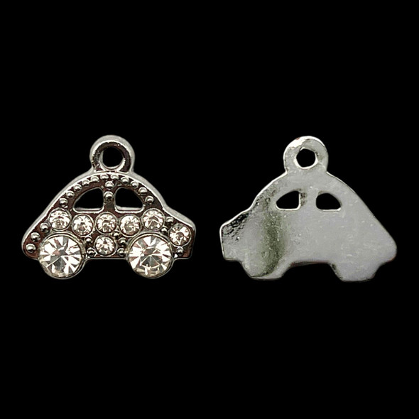Bling Charm, Rhinestone, Car, 16x13mm, Metal Alloy, 5 PCS