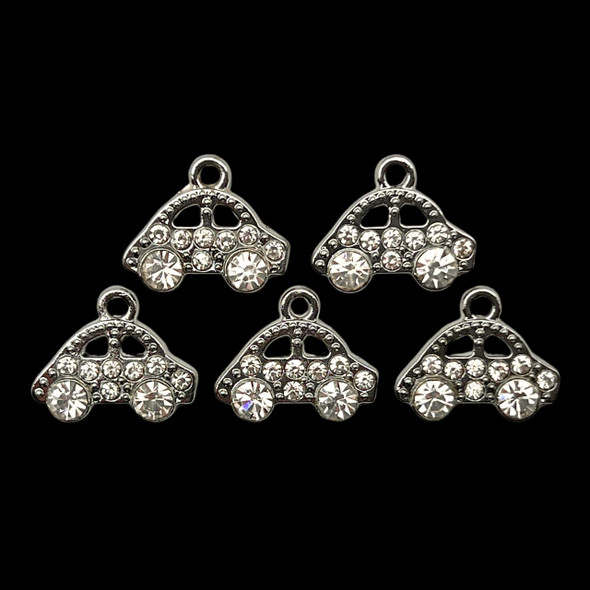 Bling Charm, Rhinestone, Car, 16x13mm, Metal Alloy, 5 PCS