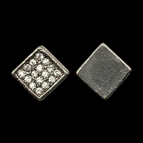 Bling Bead, Rhinestone, Rhombus, 13.5mm, Metal Alloy, 4 PCS