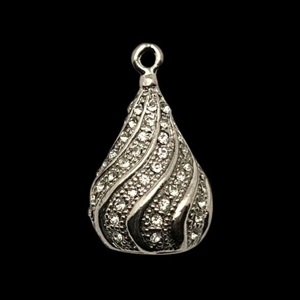 Bling Pendant, Rhinestone, Tassel Cap, 14x24mm, Metal Alloy, 1 PC