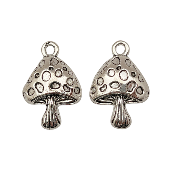 Mushroom Charm, 17x25x5mm, Antique Silver Plated Metal Alloy, approx. 8 PCS