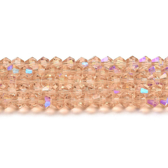Faceted Bicone, Glass, Champagne AB, 6mm, One 10in Strand