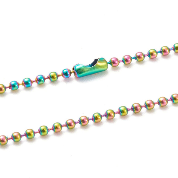 Stainless Steel Chain Necklace, Rainbow, 1.5mm, Ball Chain, 24 in.