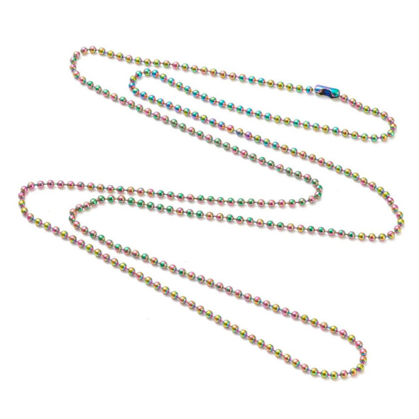 Stainless Steel Chain Necklace, Rainbow, 1.5mm, Ball Chain, 24 in.