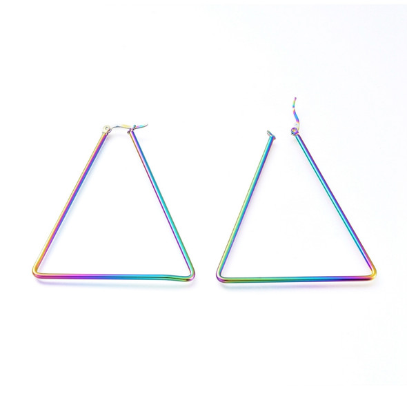 Ear Wire, Triangle, 66x58mm, 12 gauge, Stainless Steel, Rainbow, 1 Pair