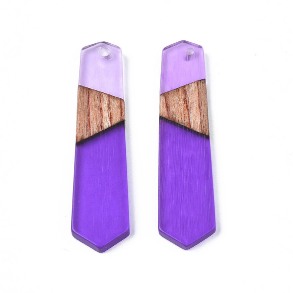 Wood & Resin, Pendant, Arrow, Purple, 49x12mm, 2 PCS