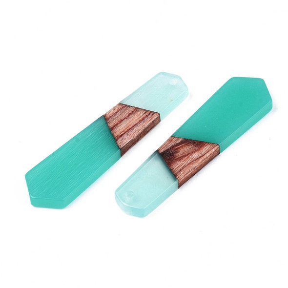 Wood & Resin, Pendant, Arrow, Turquoise, 49x12mm, 2 PCS
