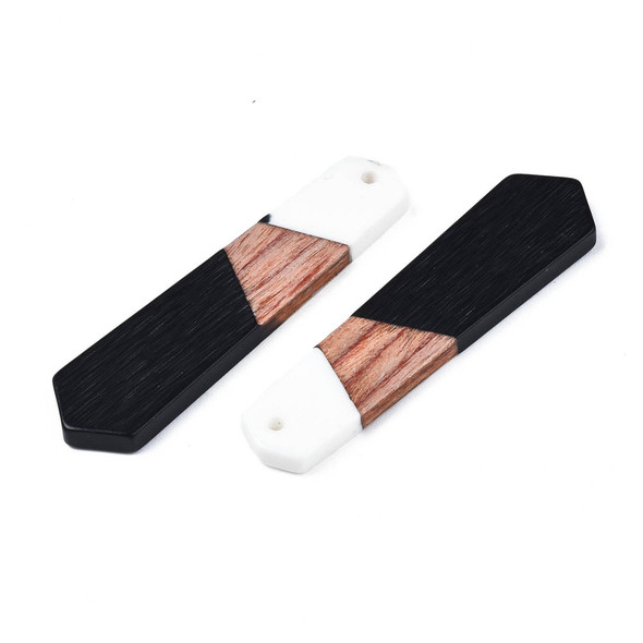 Wood & Resin, Pendant, Arrow, Black, 49x12mm, 2 PCS