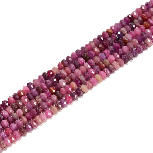 Ruby, Natural, Faceted Rondelle, 3x5mm