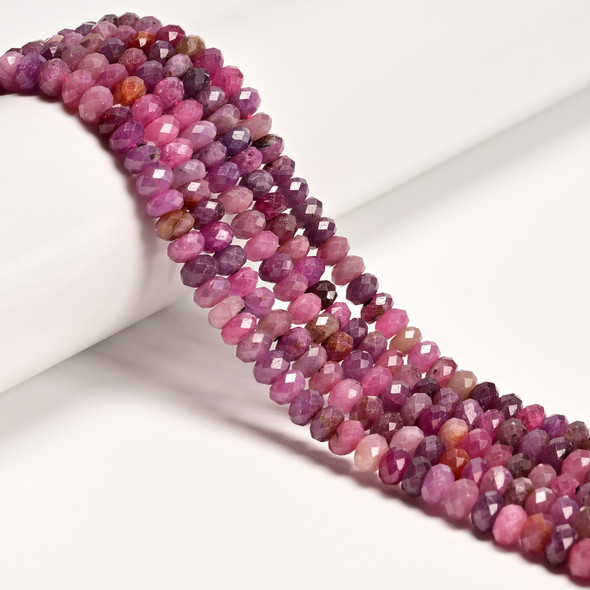 Ruby, Natural, Faceted Rondelle, 3x5mm