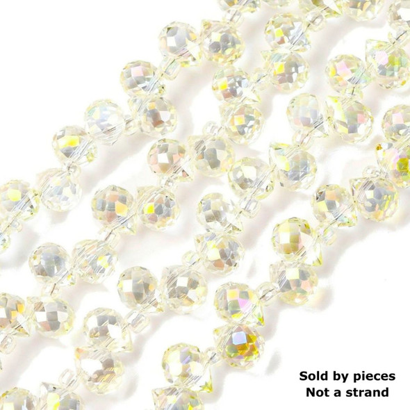 Faceted Drop, Top-Drilled, Glass, Lemon AB, 8x6mm, 30 PCS