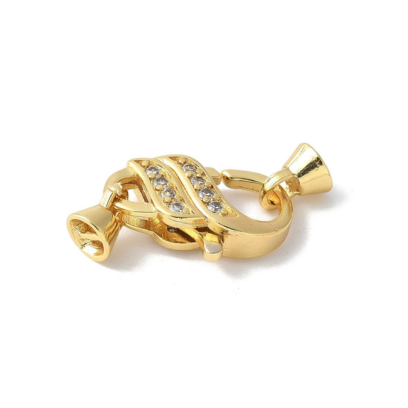 Lobster Claw Clasp, 17x11mm, Brass, 18K Gold Plated, Cubic Zirconia, 1 PC