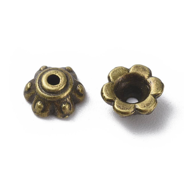 Bead Cap, Bumpy Flower, 7x3mm, Antique Bronze Plated, Metal Alloy, approx. 78 PCS