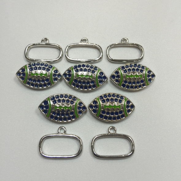 Blue & Green 25x15mm Football Toggle 5 PCS