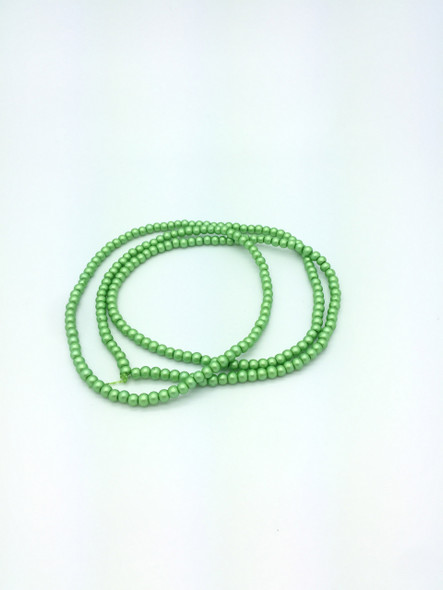 4mm Matte Green Glass Pearls, One 32" Strand