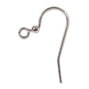 Ear Wire Hook,  25mm with 2mm Ball,  Silver Plated, approx. 144 PCS