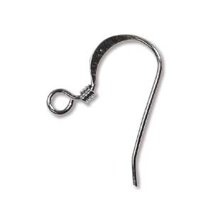 Ear Wire Hook, 18mm with Coil, Black Oxide, approx. 144 PCS