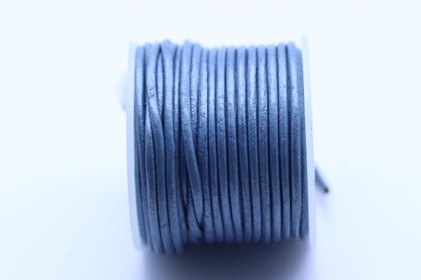 Leather, Steel Blue, Dyed, 1.5mm Round, 32 Feet