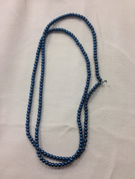 Glass Pearls, 4mm, Dark Blue, One 32" Strand