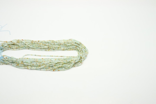 Amazonite, Mixed, Natural, Faceted Round, 2mm, One Strand