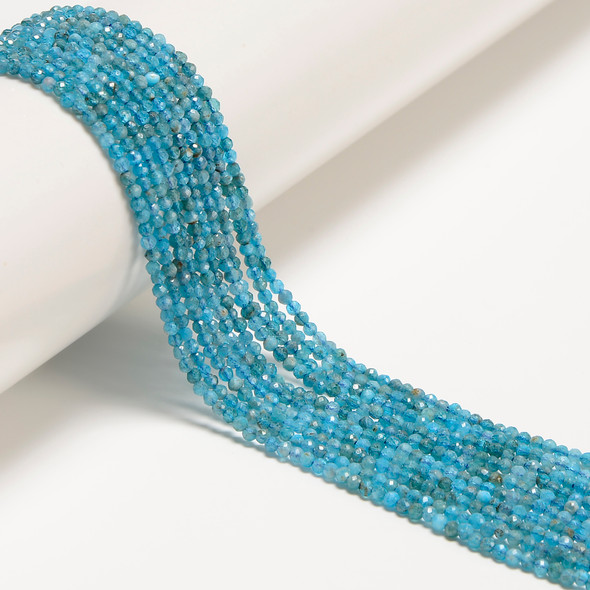 Apatite, Neon, Natural, Faceted Round, One 2mm Strand