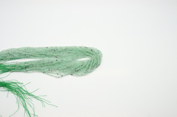 Fluorite, Green Mix, Natural, Faceted Round, 2mm, One Strand