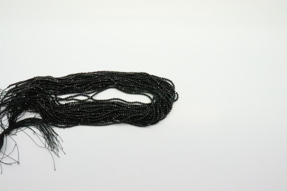 Tourmaline, Black, Natural, Faceted Round, 2mm, One Strand