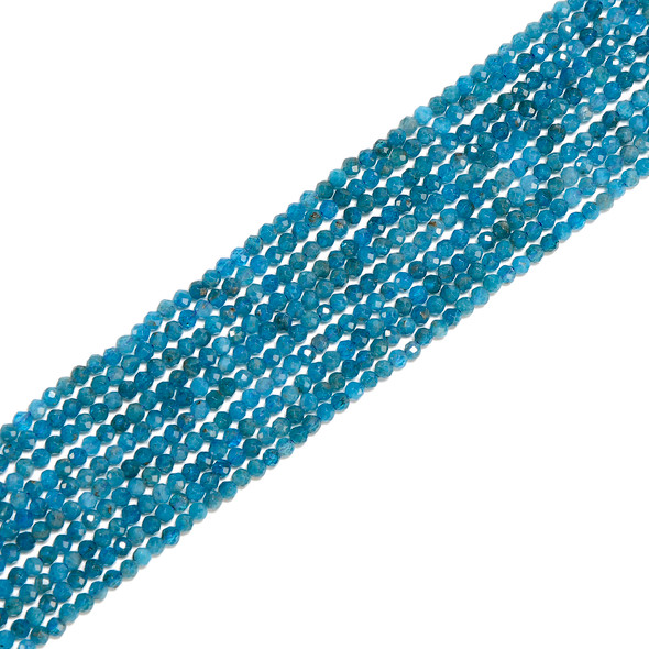 Apatite, Neon, Natural, Faceted Round, One 3mm Strand