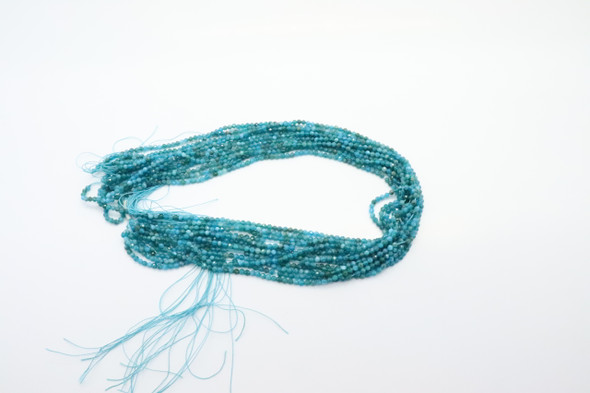 Apatite, Neon, Natural, Faceted Round, 3mm, One Strand
