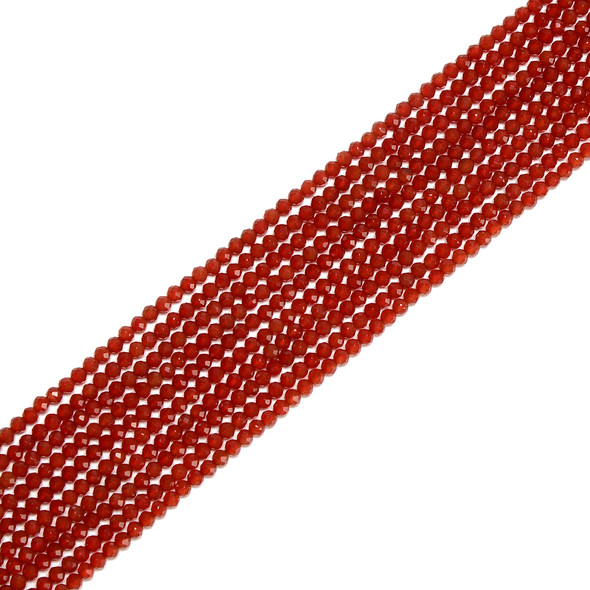 Carnelian Agate, Heated, Faceted Round, One 3mm Strand