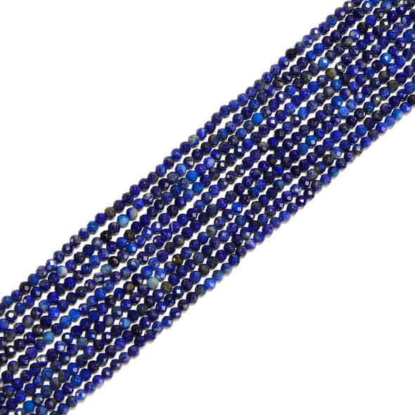 Lapis, Natural, Faceted Round, 3mm, One Strand
