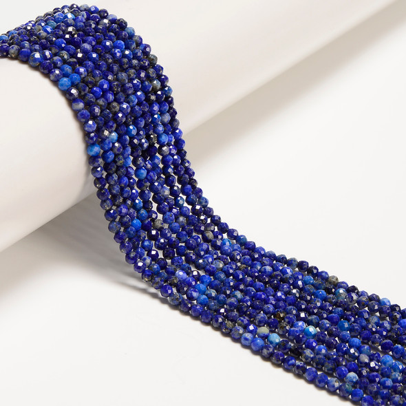 Lapis, Natural, Faceted Round, 3mm, One Strand