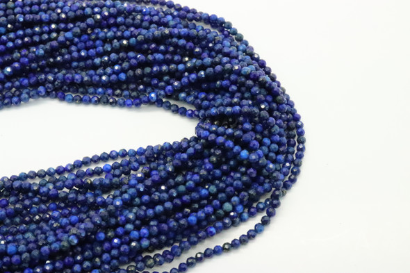 Lapis, Dyed, Faceted Round, 3mm, One Strand