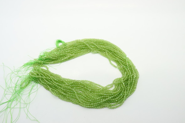 Peridot, Natural, Faceted Round, 3mm, One Strand